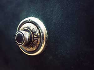 Picture of a safe representing a safe choice with a CD