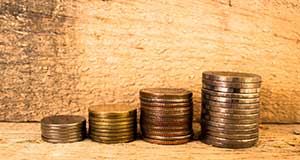 Stacks of coins representing different maturity dates for a CD