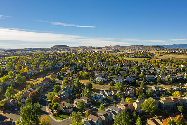 aerial view of an hoa neighborhood